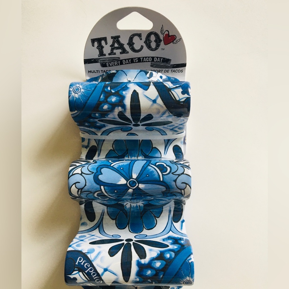 Household Tacos Holder Serving Dish Colorful Deep Blue and White 1 piece NWT